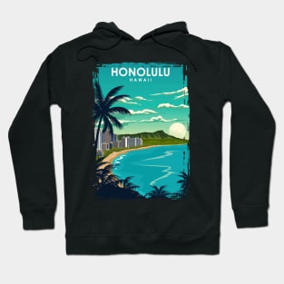 Honolulu Hawaii Vintage Minimal City Travel Poster Hoodie